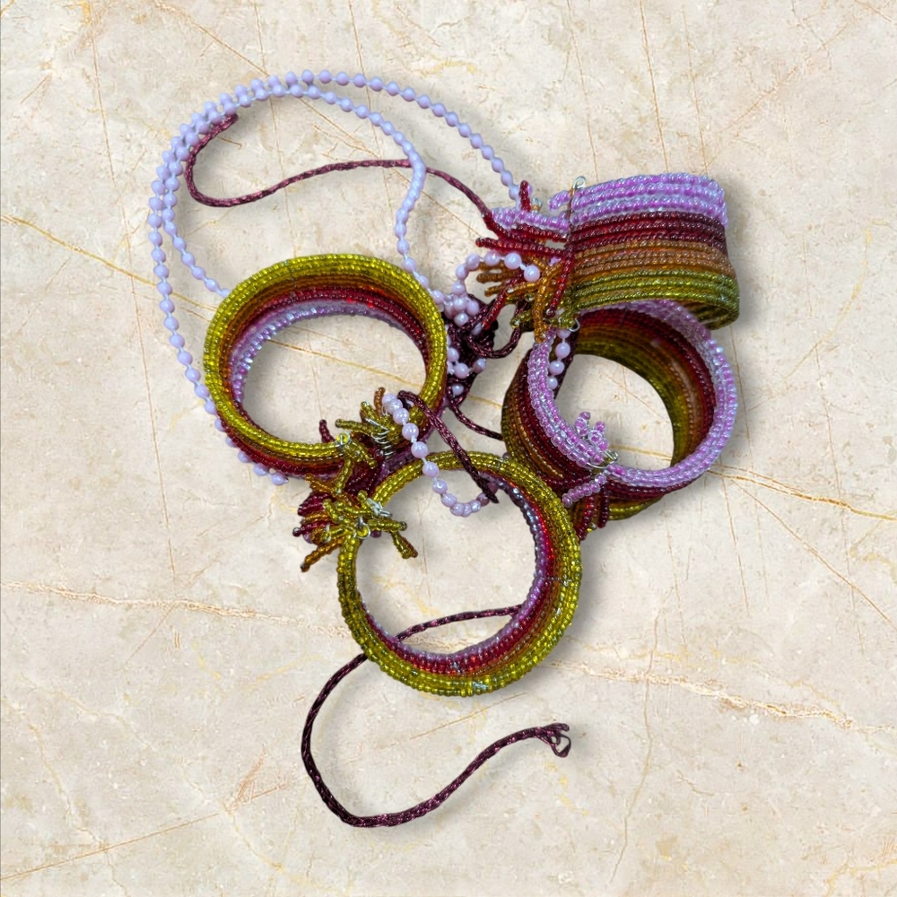 Colorful Beaded Napkin Rings Set - Picture 3 of 3